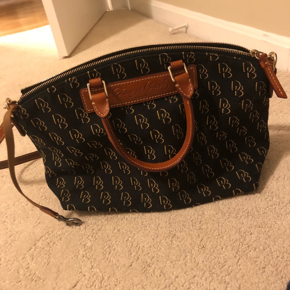 Dooney and Bourke genuine leather and cloth bag